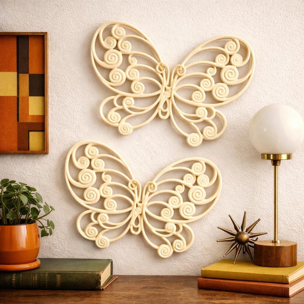 Vintage 1970s Burwood Butterfly Wall Decor Set Mid Century Boho Retro Art